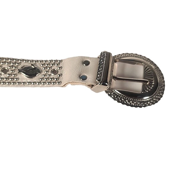 Vintage Sand Castle New York Silver Sea Life Leather Studded Belt Italy 41\